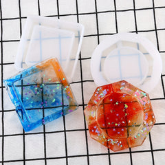 2pcs Square, Rhombus, Round Ashtray Resin Molds Silicone Casting DIY
