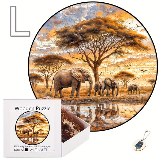 Elephant Family Animal Puzzle | Educational Wooden Puzzle