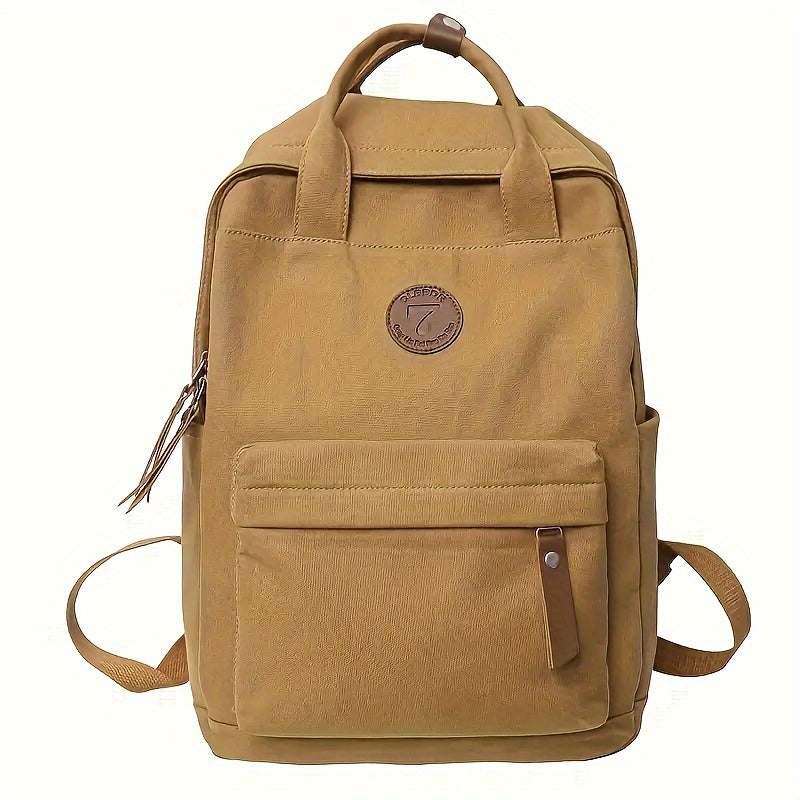 Fashion Canvas School Backpack Adjustable Strap Foldable Zipper Closure