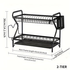 Multifunctional Double layer Bowl Dish Chopsticks Storage Rack