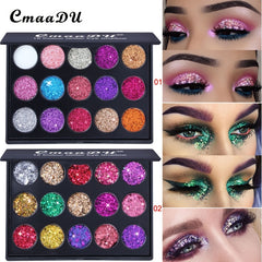 CmaaDu 15-Color Diamond Glitter Eyeshadow Tray - Shallot Powder