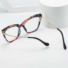 Oversized Cat Eye Floral Print Frame Retro Clear Lens Glasses