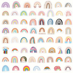 60pcs Cartoon Rainbow Vinyl Stickers for Scrapbooking Laptops Water Bottles