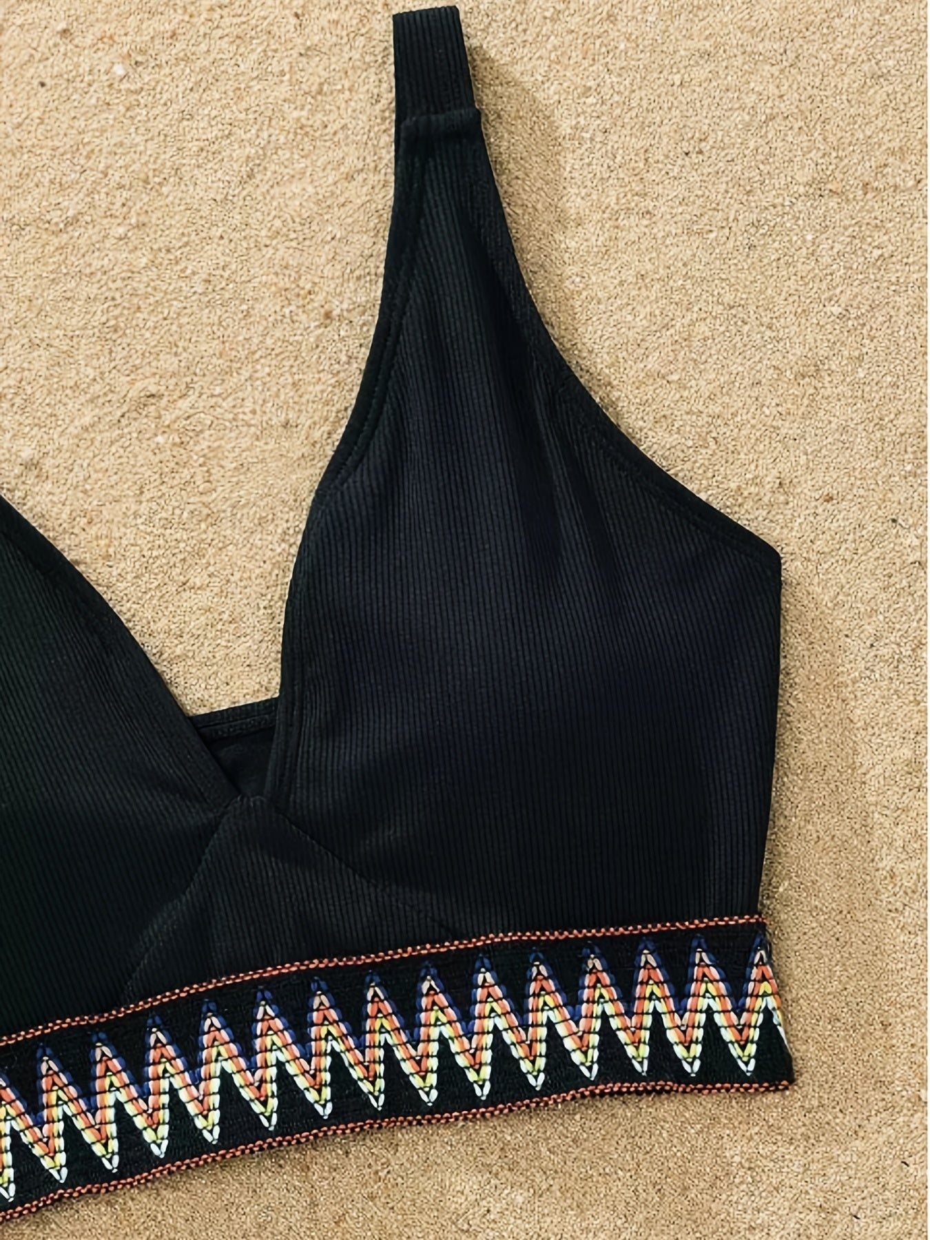  Bikini Set Women's Ribbed Knit Bra &