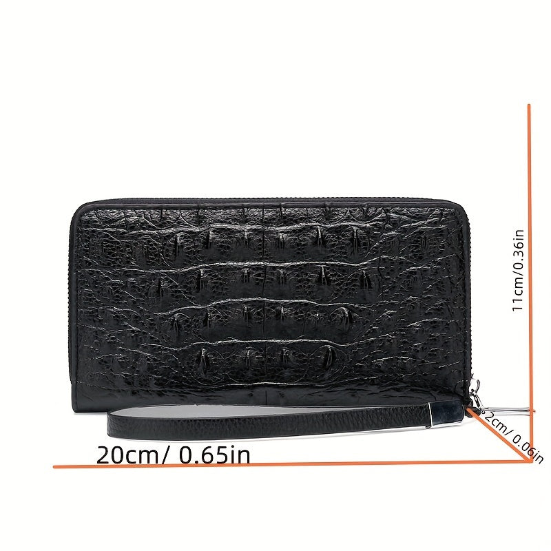 Men's Crocodile Pattern Clutch Bag Business Zipper Purse