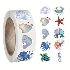 500pcs Ocean Stickers Roll - Waterproof Vinyl Decal