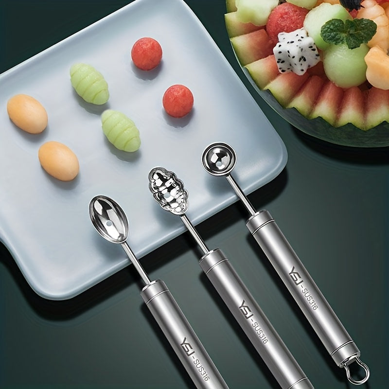 3pcs Stainless Steel Melon Baller Scoop Watermelon Spoon