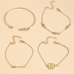 4 Pcs Boho Style Bangle Bracelets Set, Dainty Hand Jewelry Decor