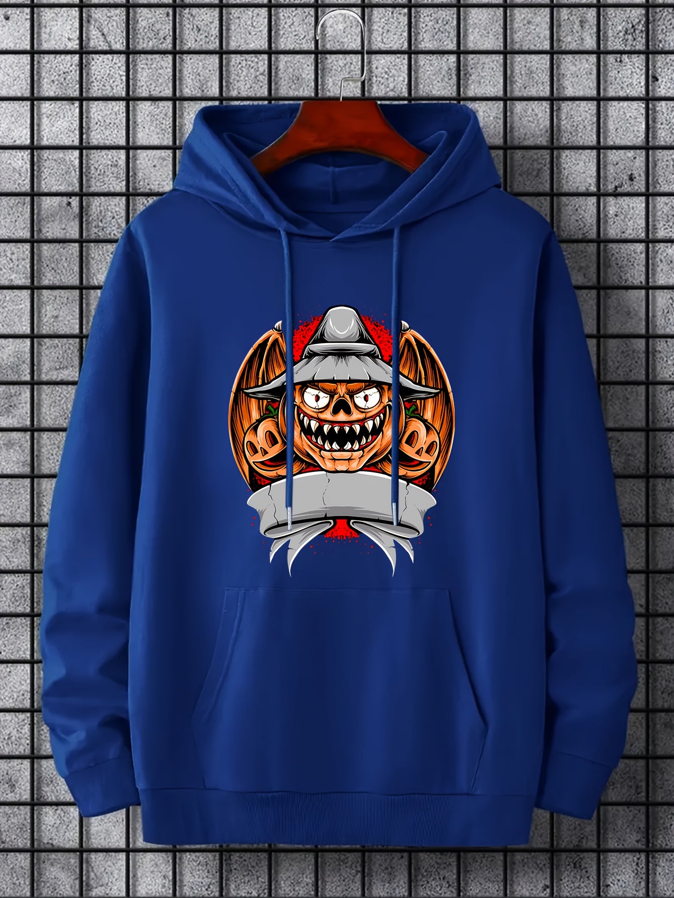 Men's Pumpkin Devil Graphic Hoodie for Halloween