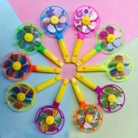 10pcs Colorful Small Windmill Whistle Aid Props Candy Colorful Whistle Windmill