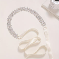 Rhinestone Headband Head Jewelry Bridal Hair Accessories With Ribbon