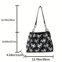 Cat Pattern Tote Bag Lightweight Shoulder Bag Casual Commuter Bag