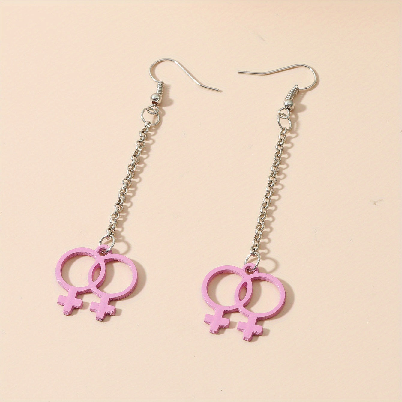 Girl Symbol Long Chain Dangle Earrings Minimalist Style Alloy Jewelry Gift