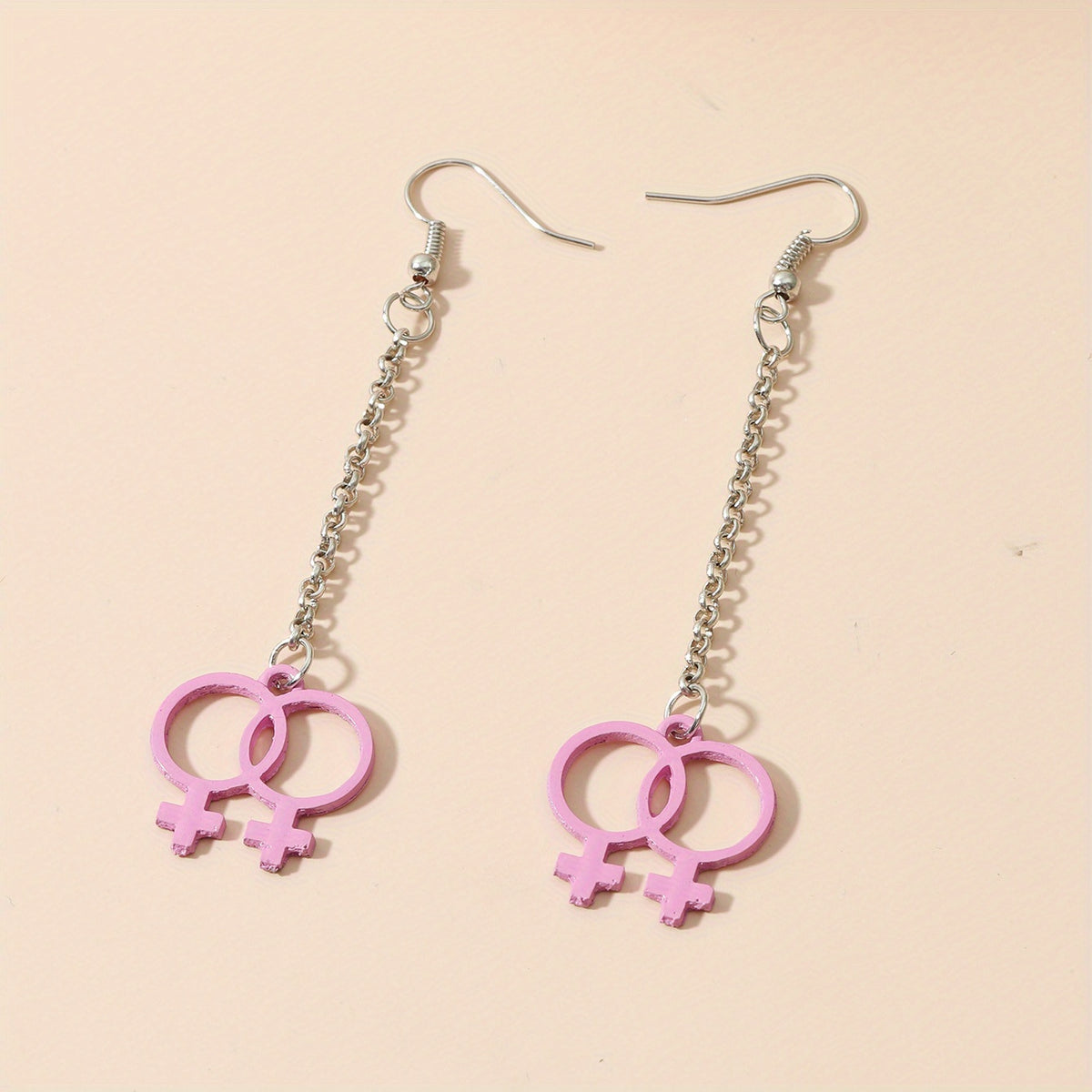 Girl Symbol Long Chain Dangle Earrings Minimalist Style Alloy Jewelry Gift