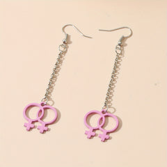Girl Symbol Long Chain Dangle Earrings Minimalist Style Alloy Jewelry Gift