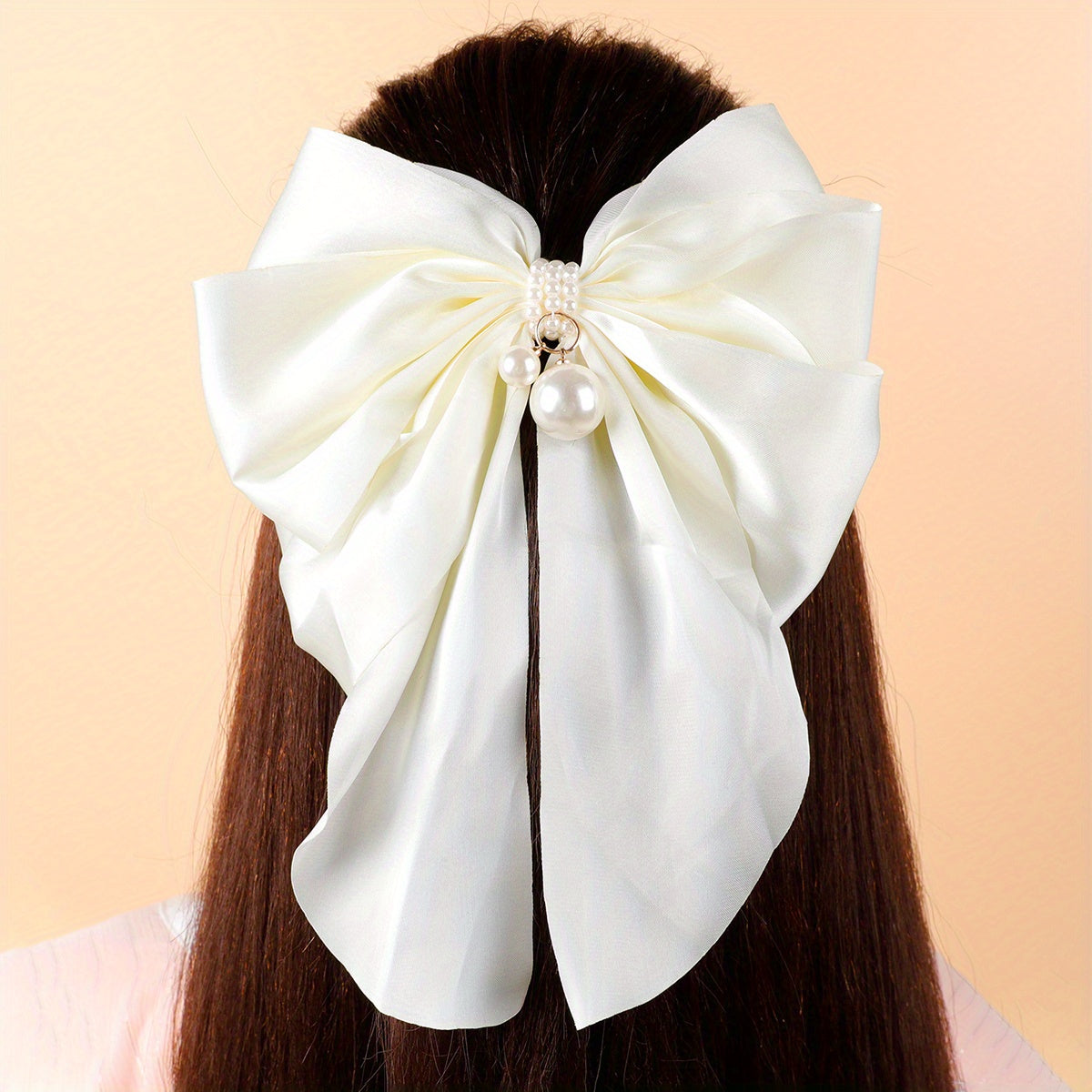 Large Satin Bow Hair Clip French Barrette Ponytail Women Accessories
