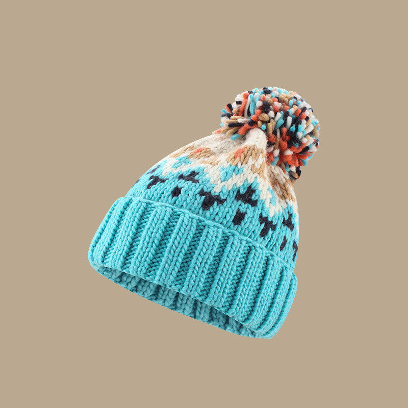 Hairball Knit Winter Beanie Hat Unisex Ear Protection Girls Women Gift