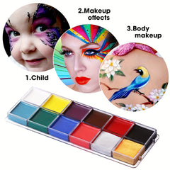 12 Colors Halloween Makeup Face Paint Body Paint Palette Professional