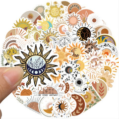 Bright Sun & Flower Doodle Stickers for Decorating Luggage Guitars Notebooks