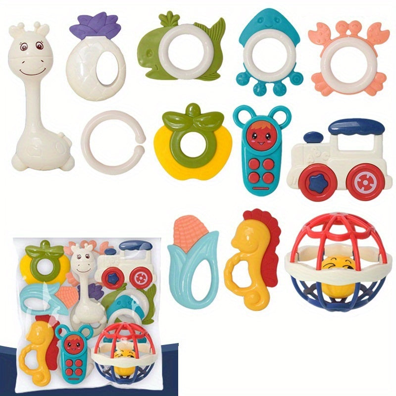 Baby Teething Rattle Set Soft Hand Grab Ball Rattle Toys for Newborn Infants