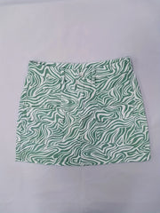 Fluid Striped Print Denim Skirt Non Stretch Casual Denim Skirt