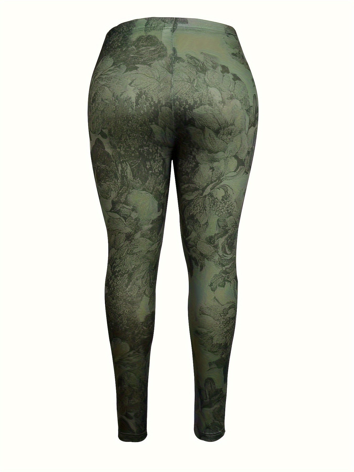 Plus Floral Print High Rise Skinny Trousers