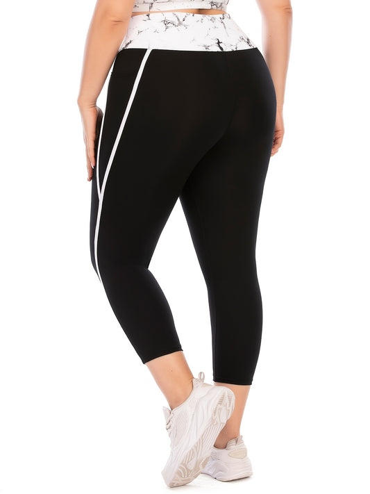  Colorblock Yoga Cropped Leggings With Pocket