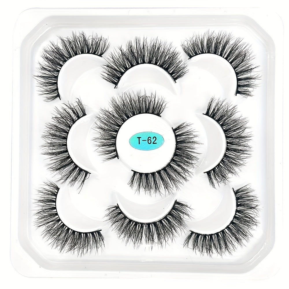 5 Pairs Fluffy Natural False Eyelashes Messy Faux Mink Extensions