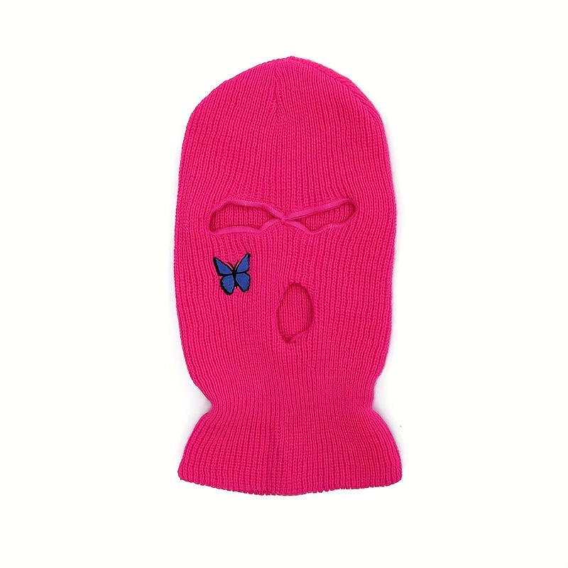 Butterfly Embroidery Y2K Balaclava Solid Ski Mask Hip Hop Knitted Mask