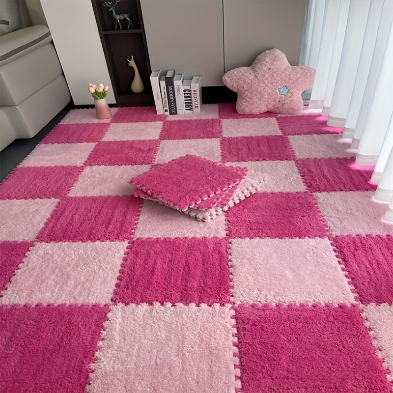 Plush Puzzle Foam Floor Mat Set - 12 Pieces