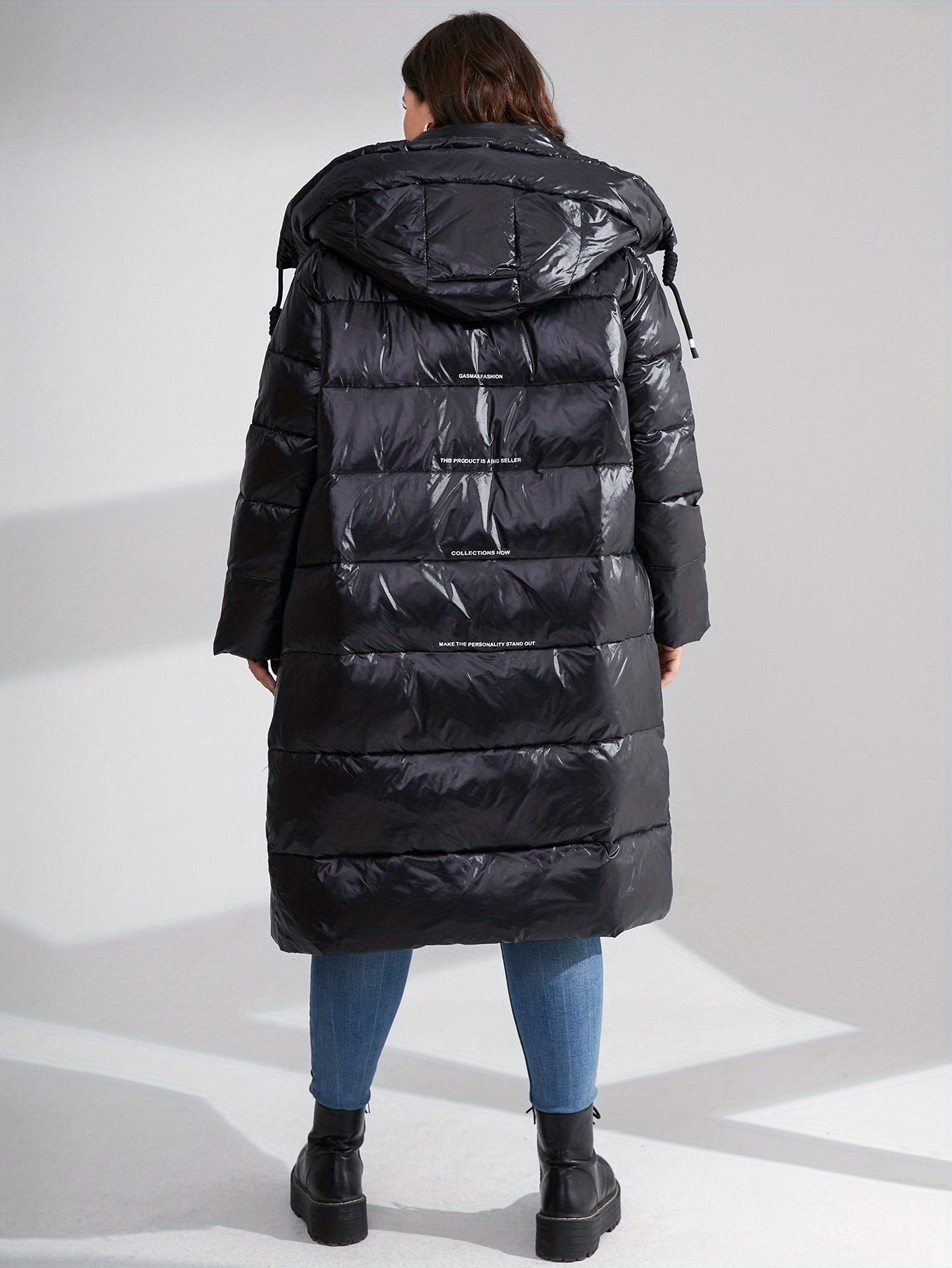 Solid Long Length Parka Hooded Outerwear Women's Clothing