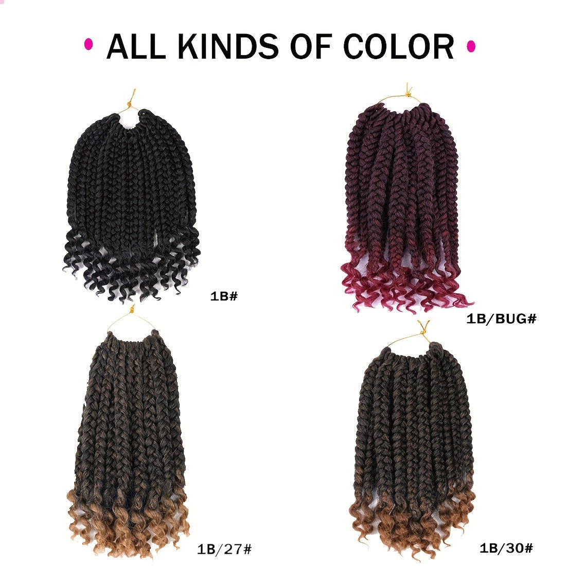 Short Bob Crochet Bohemian Box Braids with Curly Ends