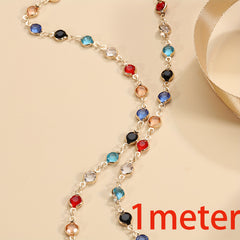 1 Meter Mixed Crystal Zircon Bezel Charms Beads Chain DIY Necklace Bracelet