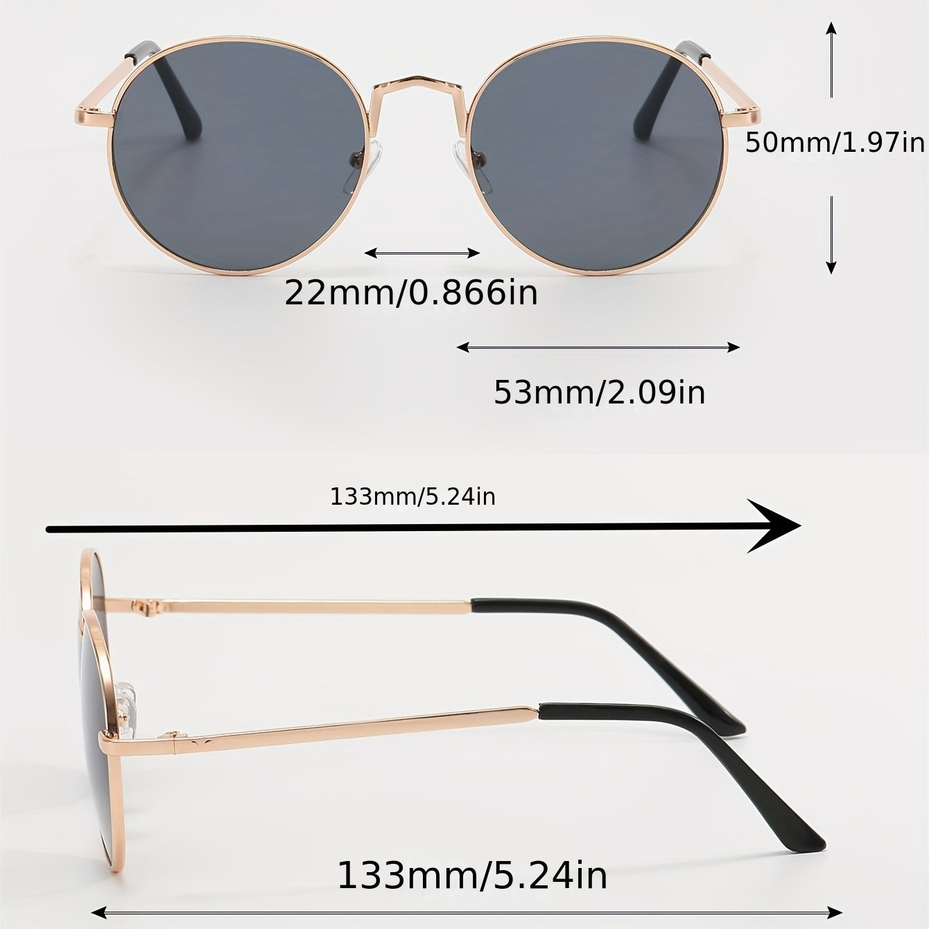 Round Metal Sunglasses Anti Glare UV400