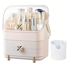 Makeup Organizer with 2 Layer Storage Box and Transparent Cover