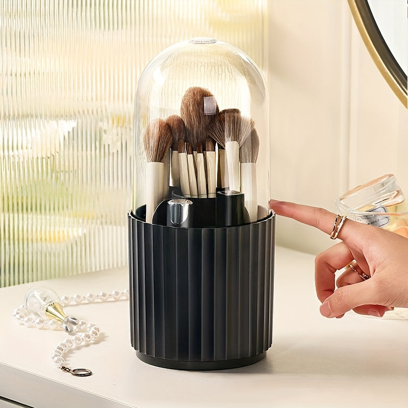 Dustproof 360 Rotating Makeup Brush Box with Pen Holder