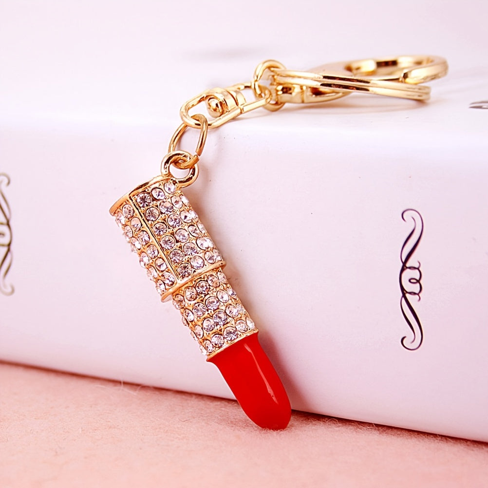 Crystal Rhinestone Lipstick Keyring - Sparkle and Shine