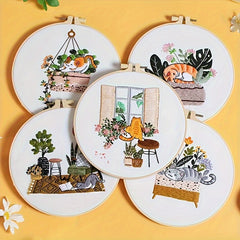 Naughty Kitten Embroidery Kit for Beginners - Cat Pattern Cross Stitch Set