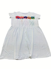  Casual Dress Women's Plus Colorful Flower Print Short Sleeve