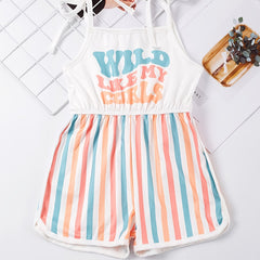 Toddler Girls WILD LIKE MY CURLS Stripe Cami Rompers