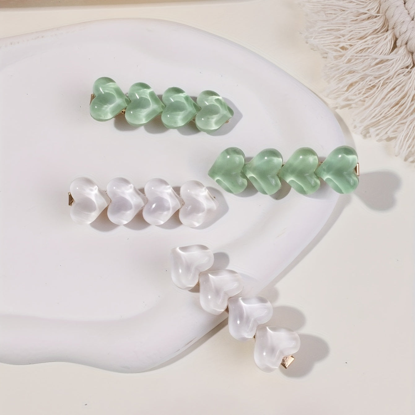 4pcs Heart Shape Hair Clip Barrette For Women