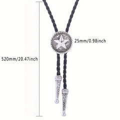 Men's Retro Pentagram Metal Pendant Tie Western Cowboy Shirt Sweater Accessories