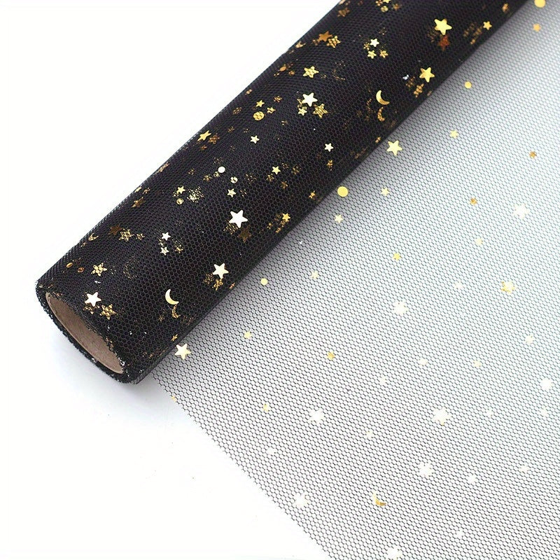 48cm Star Moon Gauze Flower Wrapping Paper, 4.57m Semi-Transparent Yarn Dot Bouq