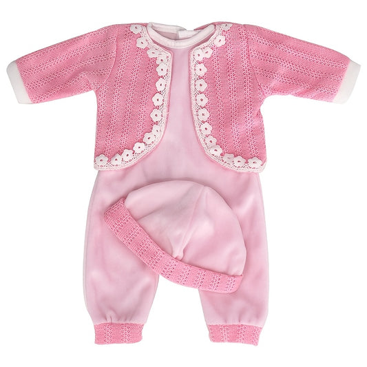 3pcs Doll Clothing Set for 18 45 Dolls Romper Cardigan and Hat Red Green Pink