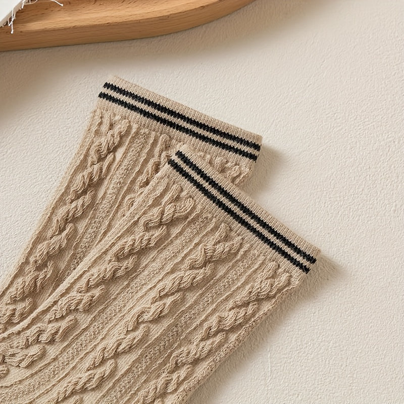 8 Pairs Twist Textured Socks Comfy All match Striped Stockings