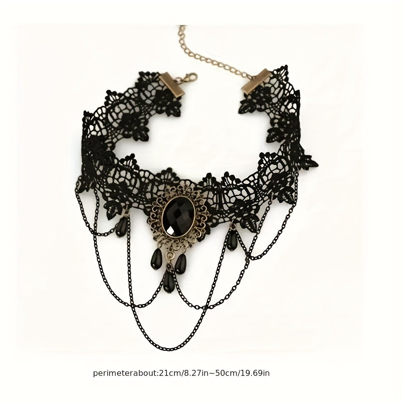 Halloween Vintage Gothic Punk Style Lace Necklace Punk Jewelry