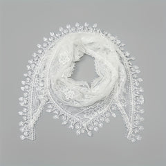 Lace Tassel Triangle Scarf Veil Solid Neck Scarf for Wedding Bride