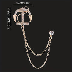Men's Navy Artificial Diamond Anchor Brooch Coat Pin