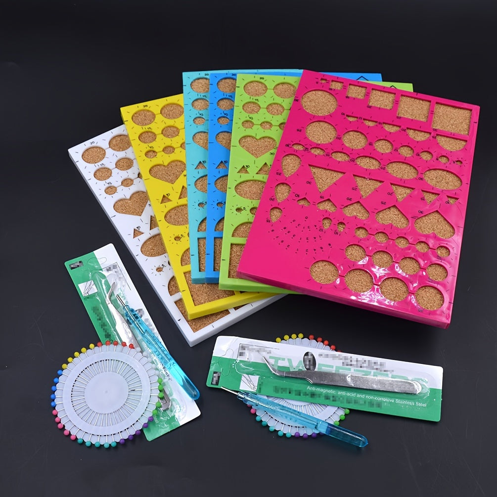 Paper Quilling Tool Kit Bead Needle Elbow Tweezers Quilling Pen Stencils