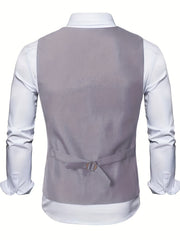 Men's V Neck Smart Suit Vest Retro Style Waistcoat for Wedding